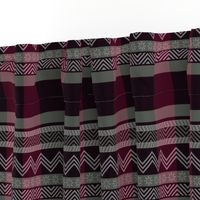 Ornamental zigzag stripe -  stripe - herringbone pattern - maroon, burgundy, pewter and white