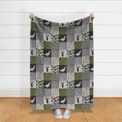 Ducks & Trucks//Green//Black - Wholecloth Cheater Quilt 