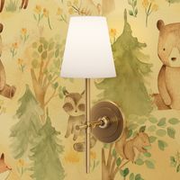 12" Woodland Animals - Baby Animal in Autumn Forest neutral light background Nursery Fabric,  Baby Girl, Kids Room, Decor, Wallpaper 