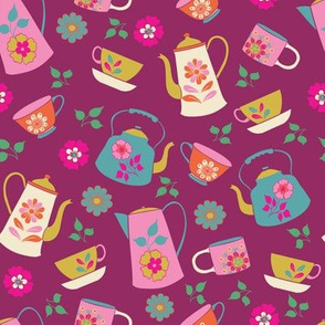 Purple Garden Tea Party Pattern
