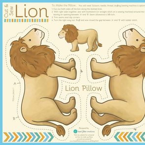 Cut And Sew Lion - pillow and pouch