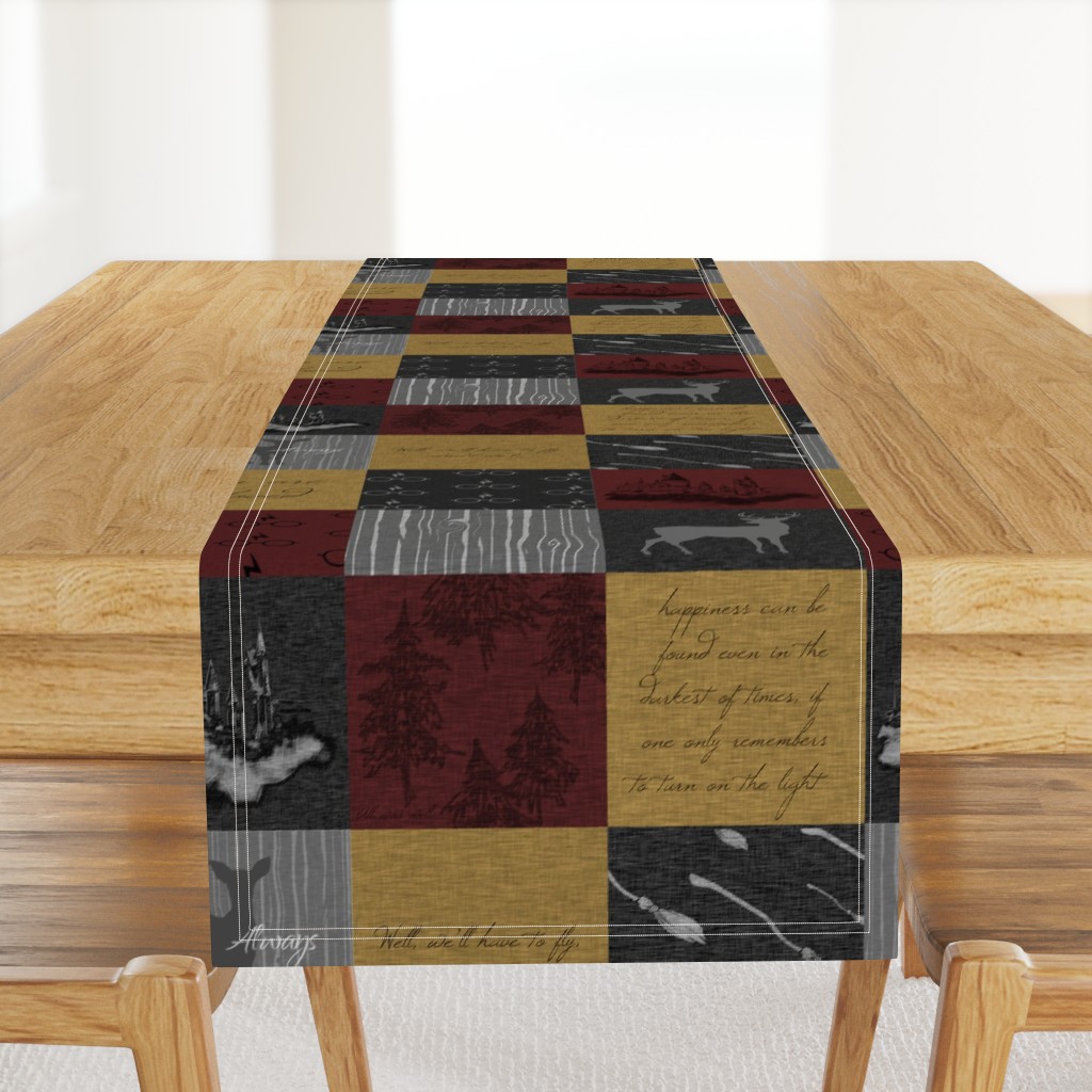 Always Quilt - Burgandy, Gold, Black - Wizard Quotes