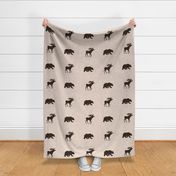 Bear and Moose on FAt Quarter - brown