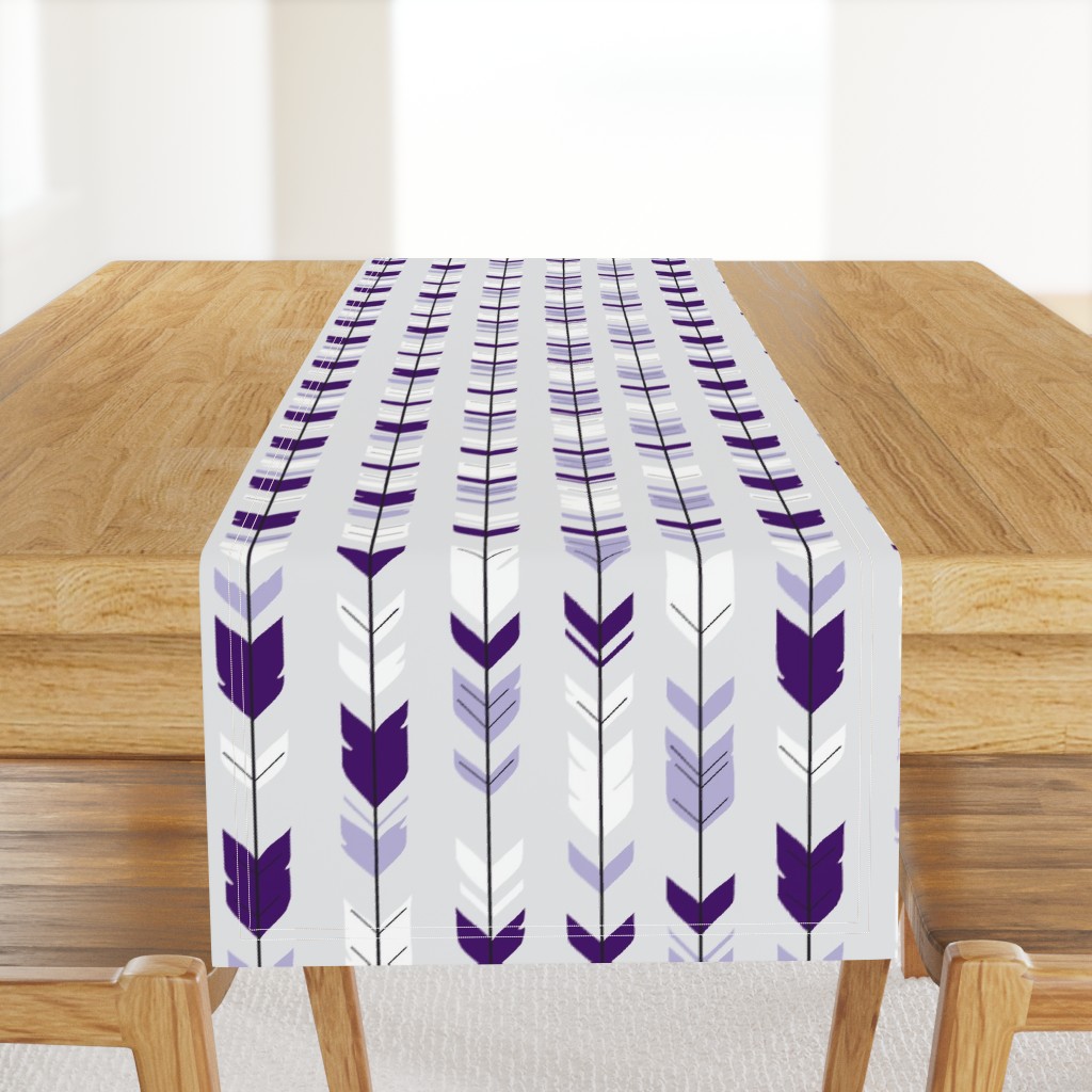 arrow Feathers -purples on silver 