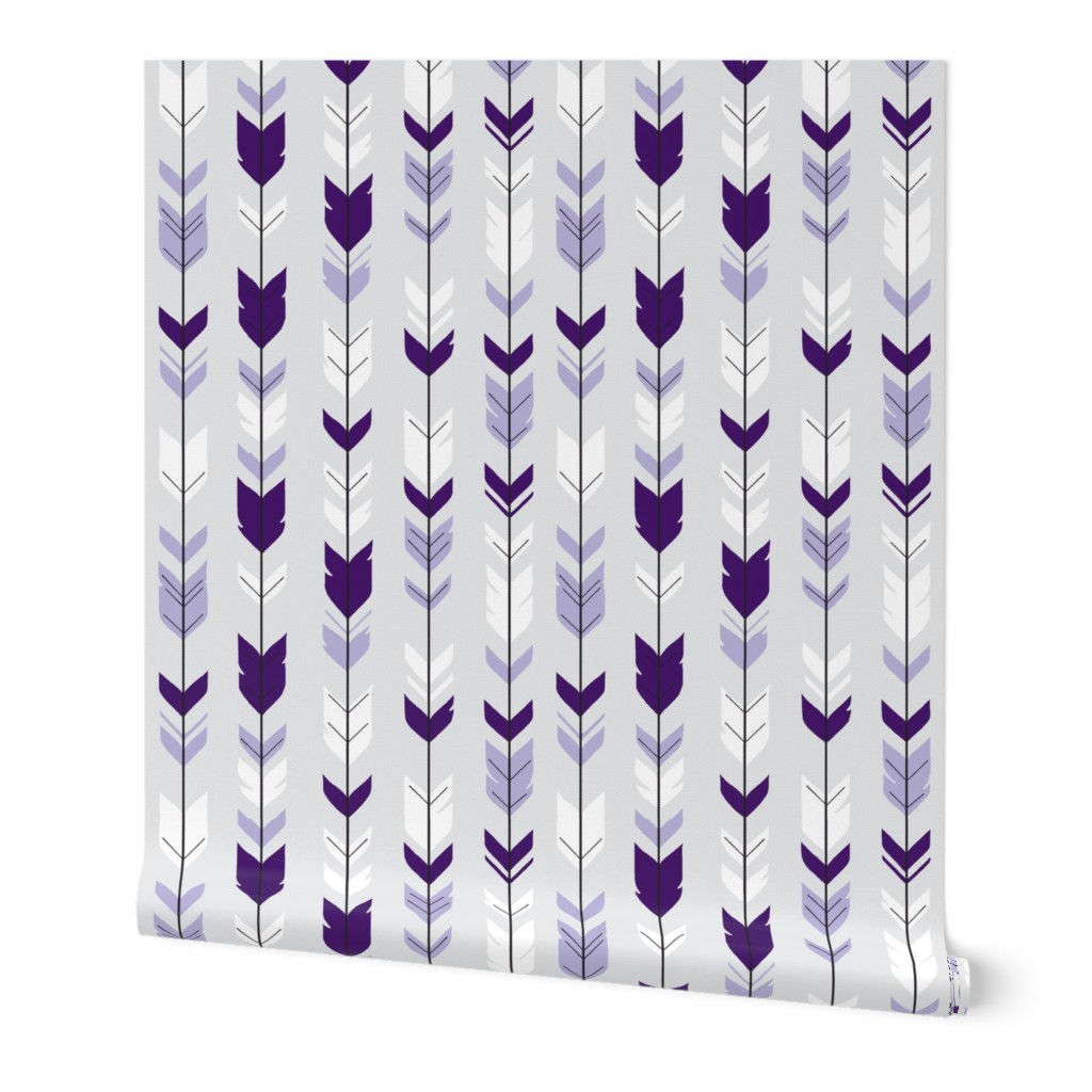 arrow Feathers -purples on silver 