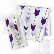 arrow Feathers -purples on silver 