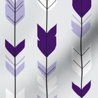 arrow Feathers -purples on silver 