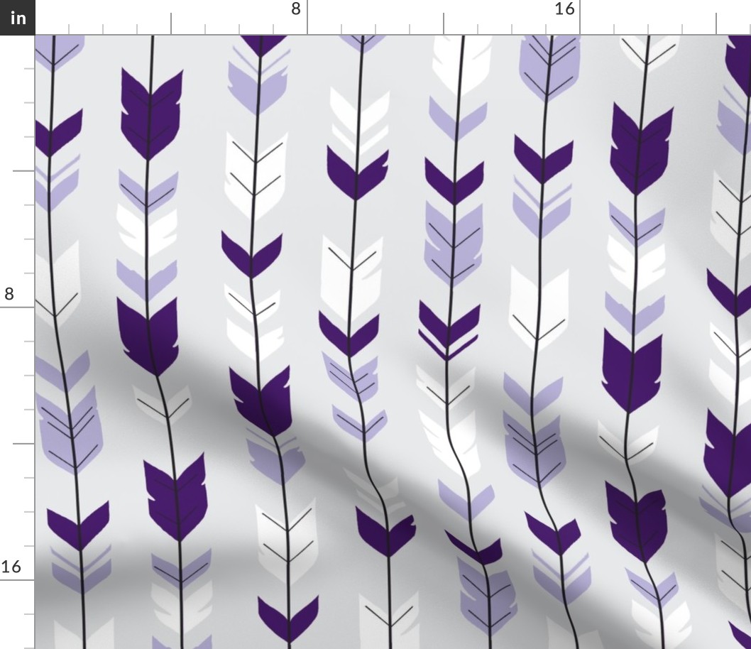 arrow Feathers -purples on silver 