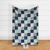 Woodland Moose Wholecloth - Mint, Navy and grey