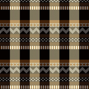 Ornamental zigzag stripe #2 -  stripe - herringbone pattern - brown, black, cream and white