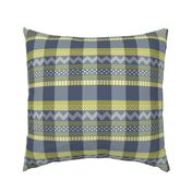 Ornamental zigzag stripe #2 -  stripe - herringbone pattern - wasabi, navy and white