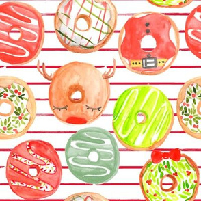 8" Christmas Donuts // Red and White Stripes