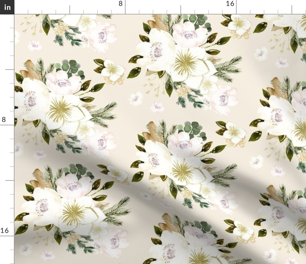 8" Pine Florals // White Linen