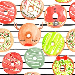 8" Christmas Donuts // Black and White Stripes