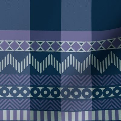 Ornamental zigzag stripe #2 - stripe - herringbone pattern - twilight blues