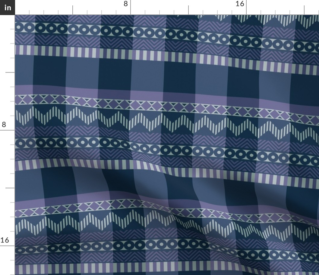 Ornamental zigzag stripe #2 - stripe - herringbone pattern - twilight blues
