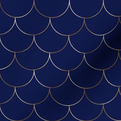 gold scales on navy blue