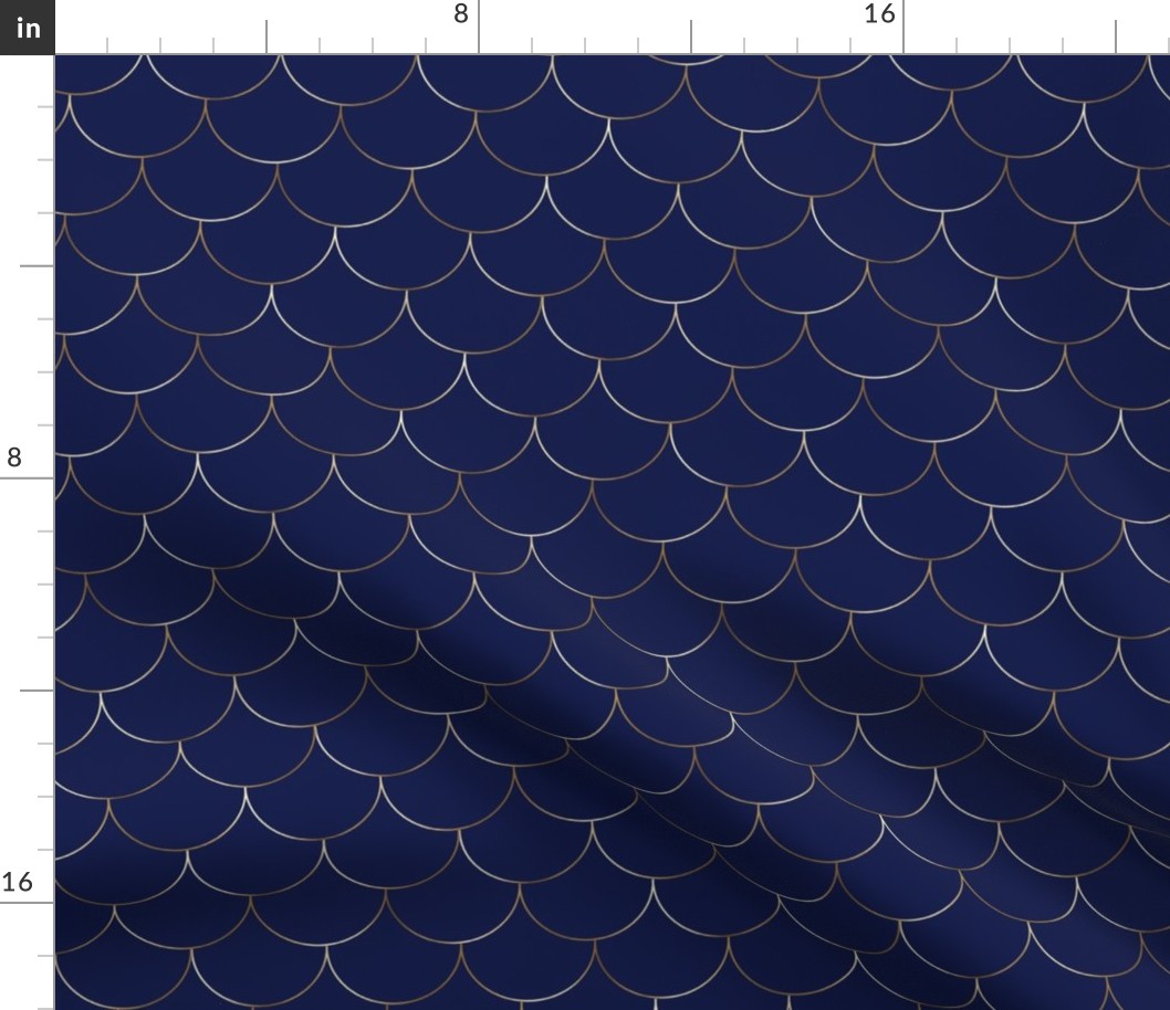 gold scales on navy blue
