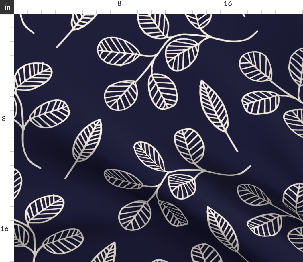 Large scale leaves on navy