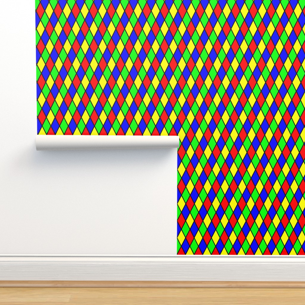 Bright Primary Color Harlequin Wallpaper | Spoonflower