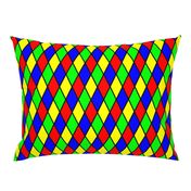 Bright Primary Color Harlequin Windowpane Diamond Pattern