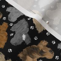 Tiny Trotting solid Lhasa Apso and paw prints - black
