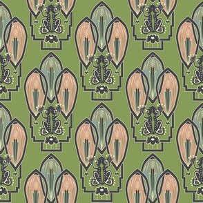 Frog Deco Pattern 4x4 by Tresa Meyer-Clark