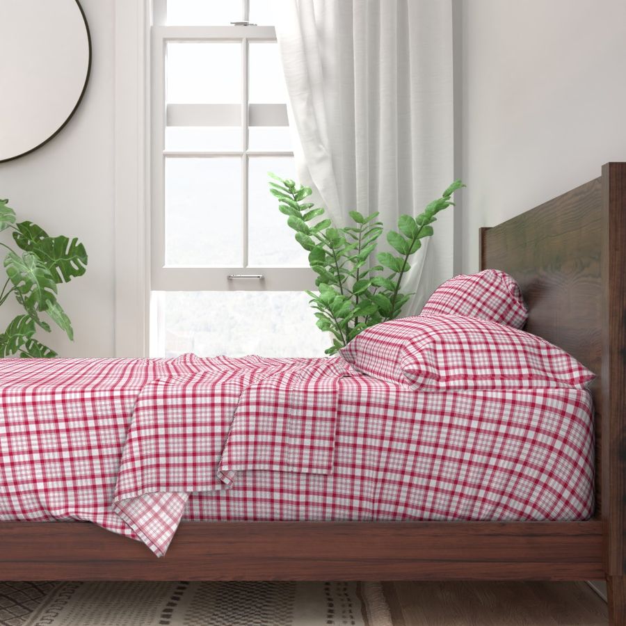 Raspberry Red and White Plaid