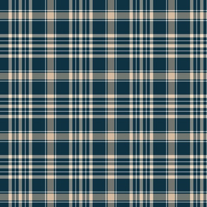 Navy Blue and Beige Plaid