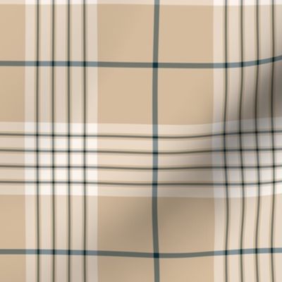 Beige and Navy Blue Plaid