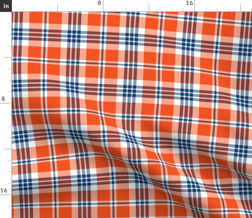 Bright Blue and Orange Plaid - Medium