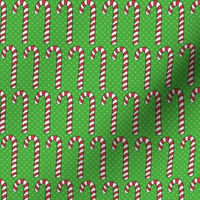 Red Candy Canes on Green