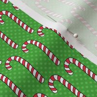 Red Candy Canes on Green