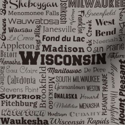 Wisconsin cities, taupe gray