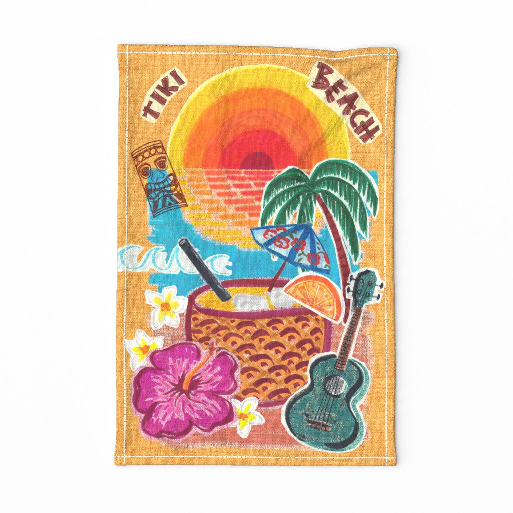 Tiki Beach Tea Towel