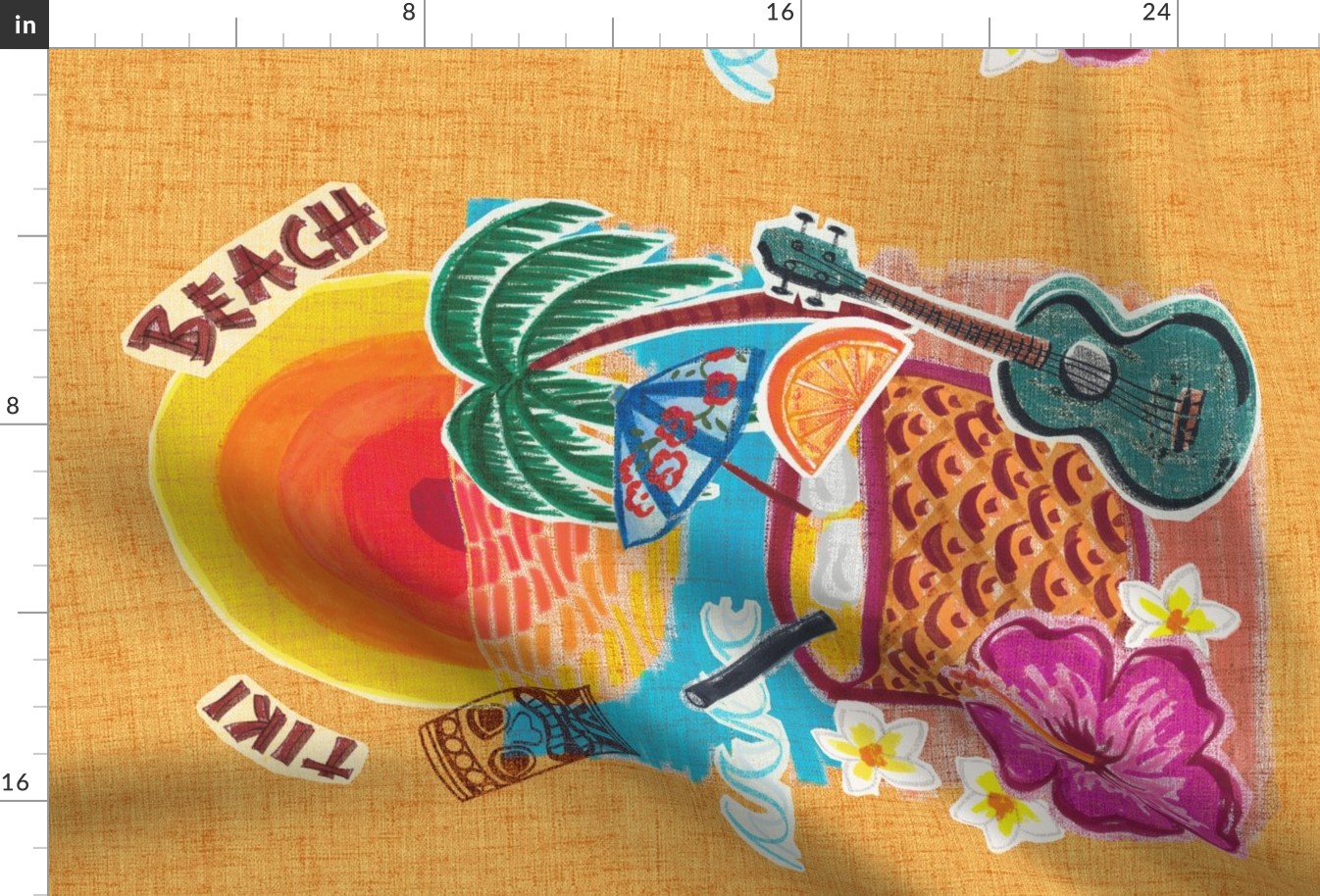 Tiki Beach Tea Towel