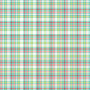 Aqua, Green, Pink, and Red Plaid