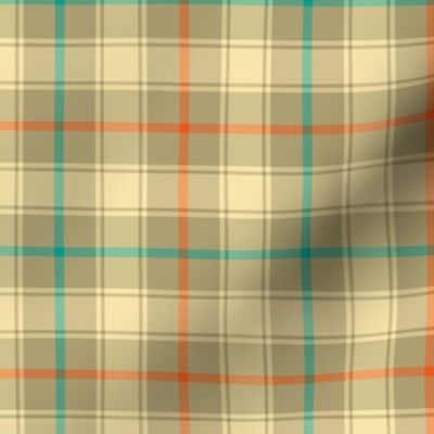 Neutral Plaid with blue and orange