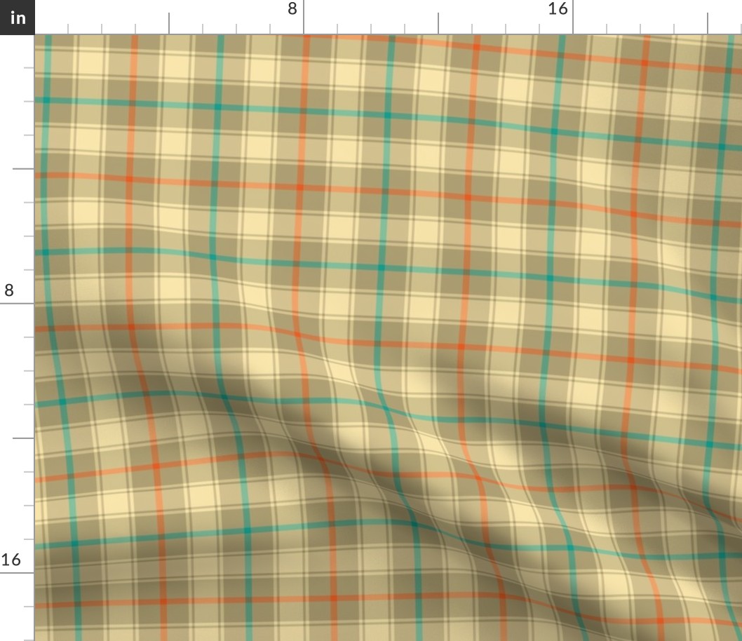 Neutral Plaid with blue and orange