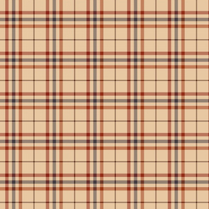 Masculine Plaid - Blue and Orange on Beige