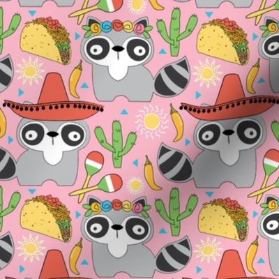 mexican raccoons on pink