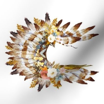 8" Autumn Love Floral Headdress - 90 Degrees