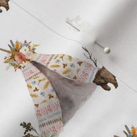 4" Autumn Love Teepee and Bear - White