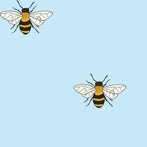 Bees on light blue - large scale