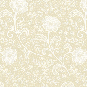 Lace full pattern - White and Cream