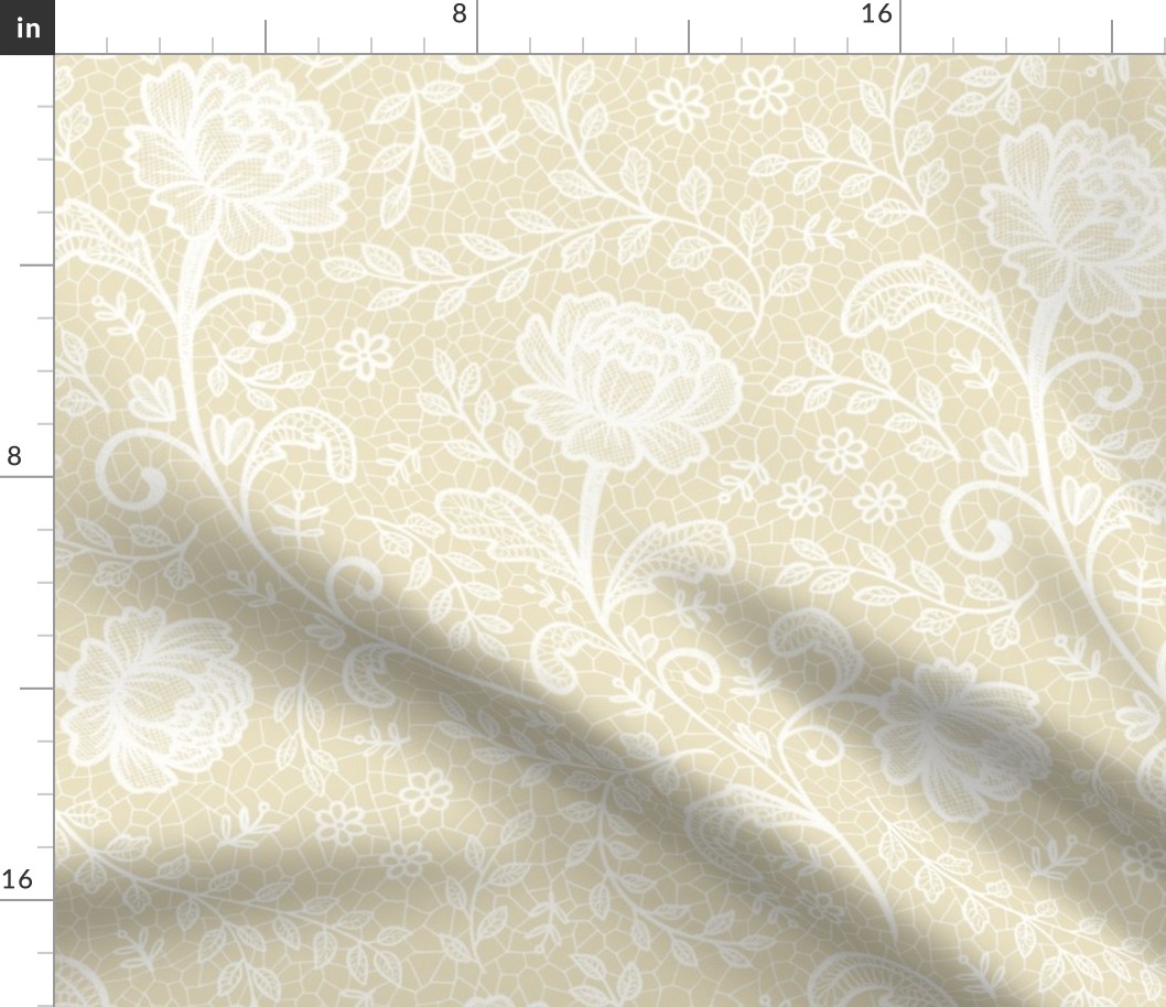 Lace full pattern - White and Cream