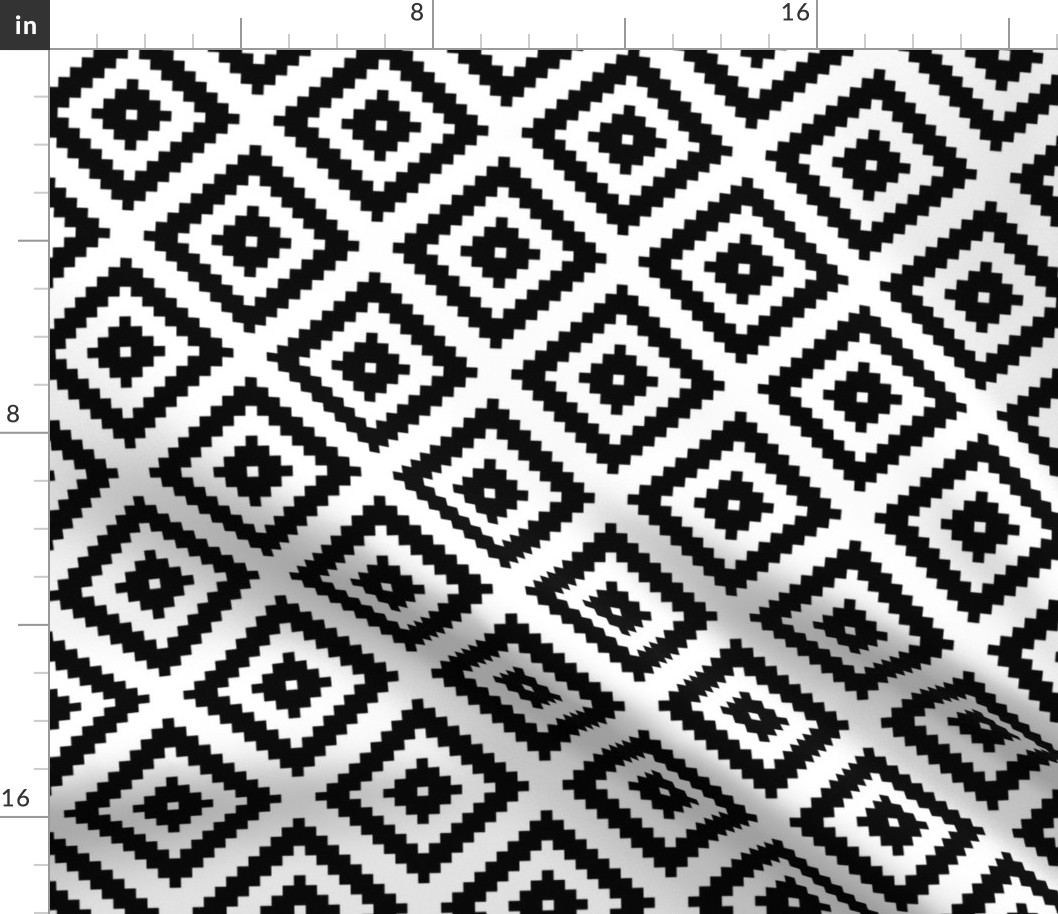 black + white aztec diamonds squares 4"