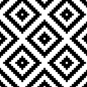 black + white aztec diamonds squares 8in