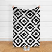 black + white aztec diamonds squares 19in