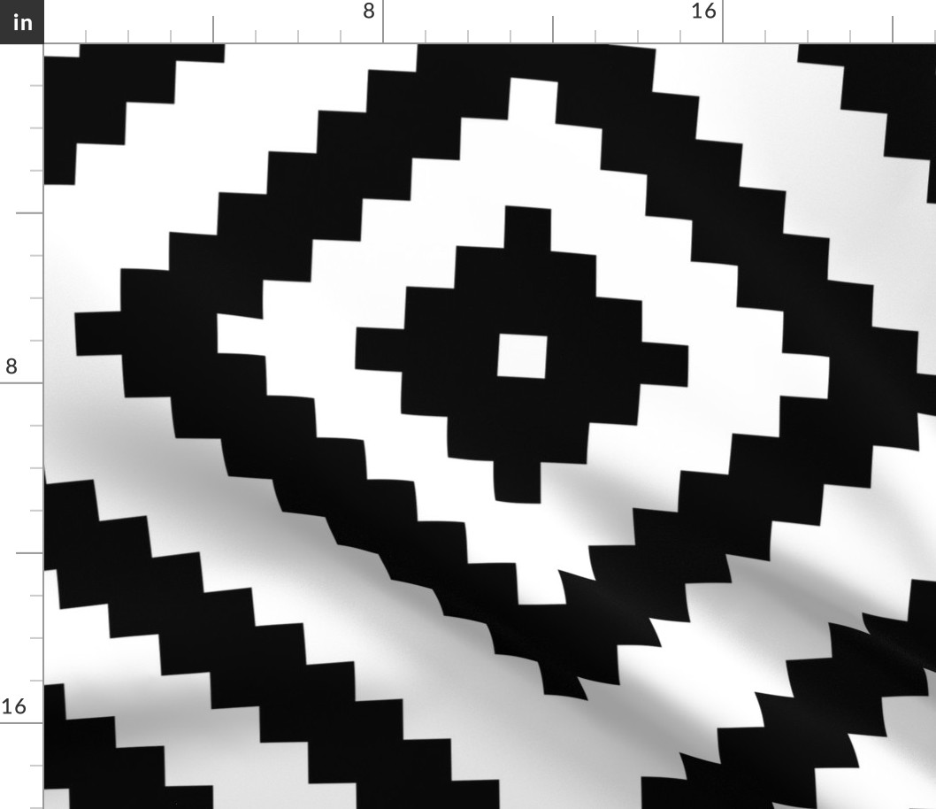 black + white aztec diamonds squares 19in